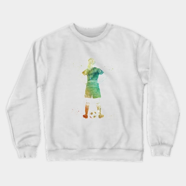 Soccer Player Girl Crewneck Sweatshirt by erzebeth